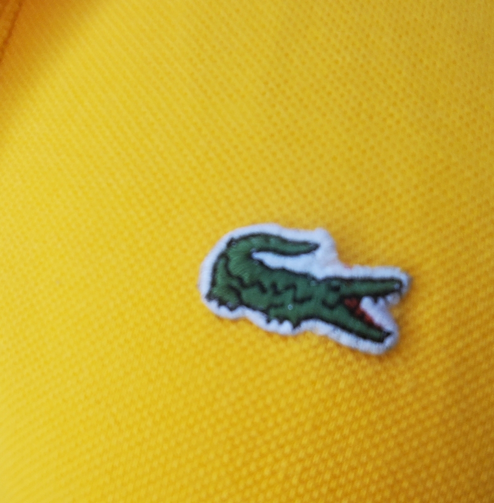 LACOSTE- Size 5/L Mens Polo Shirt- Vibrant Yellow Fabric- Classic Fit - Picture 7 of 11